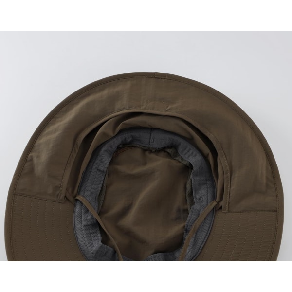 Utomhus UPF50+ Mesh Solhatt Bred Brätte Fiskehatt med Nackskydd Olive Brown L