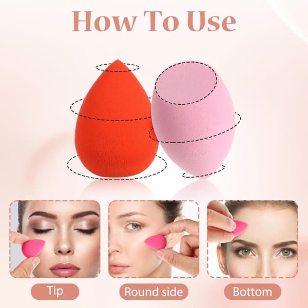 Set med 40 mini Beauty Blenders i flaskor, sminksvampar, droppformade, för jämn applicering
