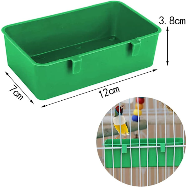 Uppgraderad 5-pack fågelburkopp matfoderhållare bricka fågelbadkar skål handfat hängande fågelbad leksak vattenskur låda för husdjur papegoja parakit nymfkakadua Green