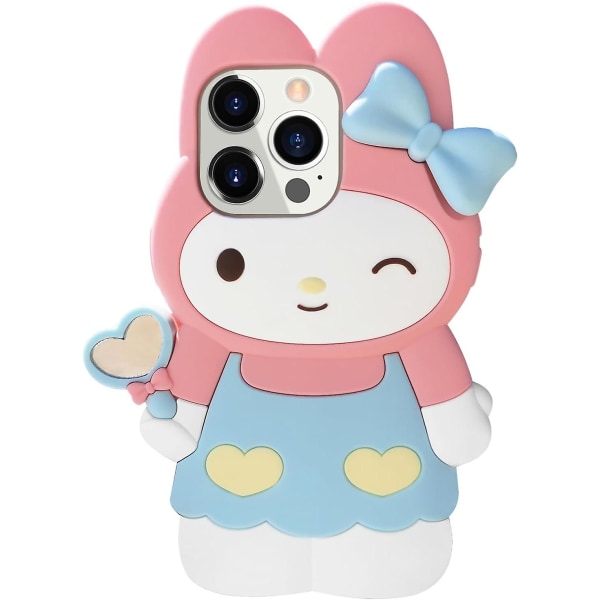 Iphone 14 Pro Max case 6,7 tuumaa, sarjakuva 3d pehmeä silikoni-anime hauska cool outo ruma hahmo Täysin suojaava iskunkestävä phone case , valkoinen