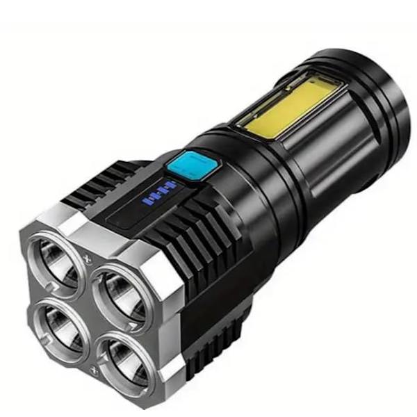 USB Oppladbar LED Lommelykt - 4 Moduser