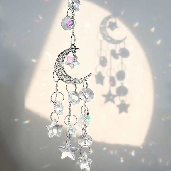 ers For Windows, Hanging Moon And Star Rainbow Crystal Suncatchers For Garden Ornaments Outdoor Rainbow Maker Crystal For Car Home Office Garden Vale