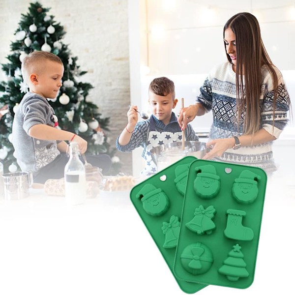 Jule Silikonform, Jule Chokoladeform Julegodter Gele Kage Bageforme til Julefest Tilbehør Green Christmas 12 Cavity