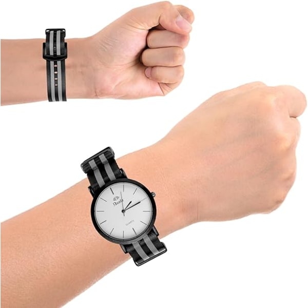 Klokkearmbånd i nylon - Myk klokkearmbånd for menn og kvinner - Erstatning for seilduk Smart Watch-armbånd med spenne - 20 mm