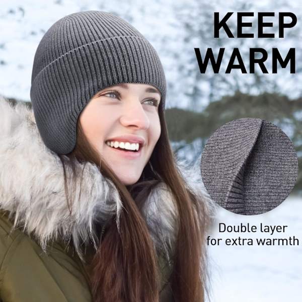 Vintermössa för män, mjuk och varm stickad mössa, andningsbar mössa för kvinnor och män, unisex utomhus Gray One size