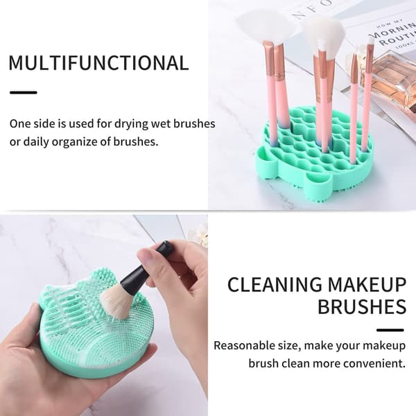 Silicone Brush Cleaning Mat with Brush Drying Rack Brush Cleaning Mat + Quick Color Removal Tool