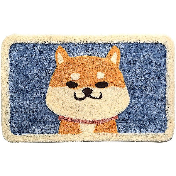 Piirretty Akita-koiran flocking-matto lattialle 50*80cm Kotitalouden wc:n ja kylpyhuoneen oviaukon matto Liukumaton vedenimevä lattiamatto