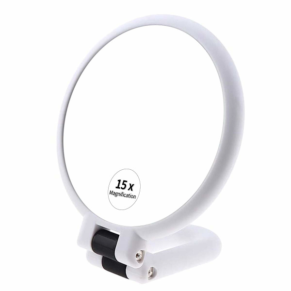 1x 15x Magnifying Handheld Mirror, Double-Sided Folding Mirror