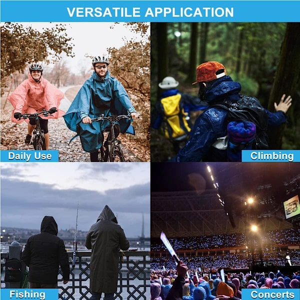 Vanntett poncho for voksne, gjenbrukbar lett regnponcho for voksne vanntett med snorhette for utendørs fotturer camping sykling reiser vanntett
