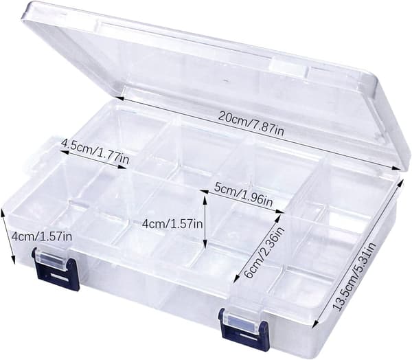3-pak plastopbevaringsboks - 20*13.5*4.5 cm - ruminddelt plastboks til håndværk smykker perler