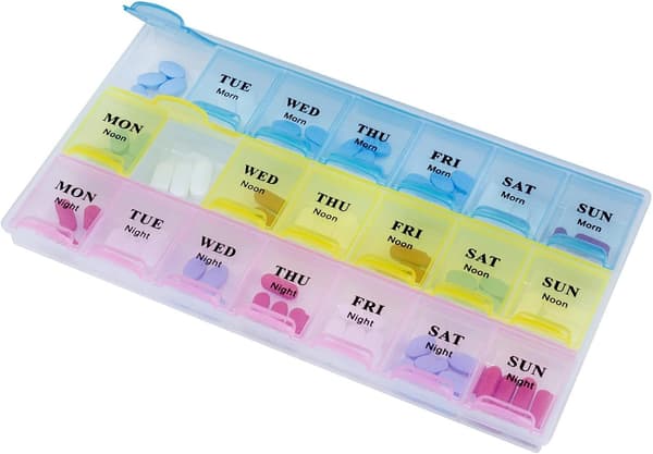 Weekly Pill Organizer, 3 Times a Day Medicine Reminder Boxes, Easy to Read