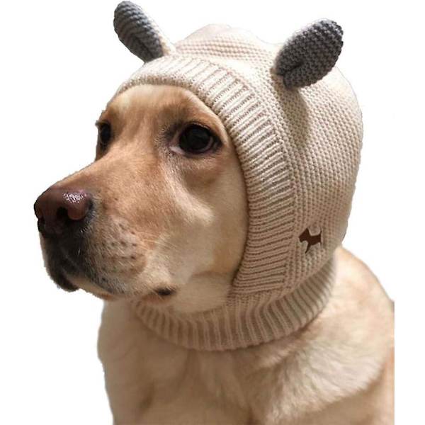 Strikkede Hundehat, Vinter Hunde Balaclava med Søde Ører, Velegnet til Normale og Store Hunde (Omkring 30-50 Kg), Beskyt Hundes Hoved mod Vinterkulde