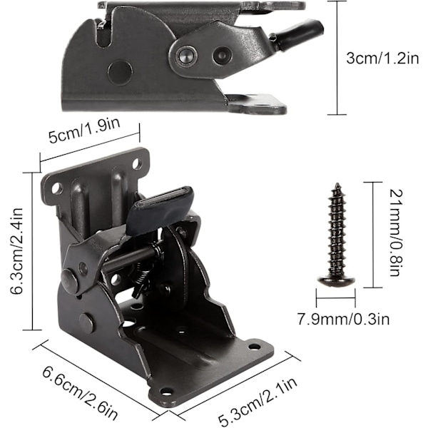 4 stk. sammenklappelige bordben, 90 graders sammenklappelige møbelbenhængsler, sammenklappelige skrivebordsbenbeslag med skruer, selvspærrende hængselforlængelsessupport til Black