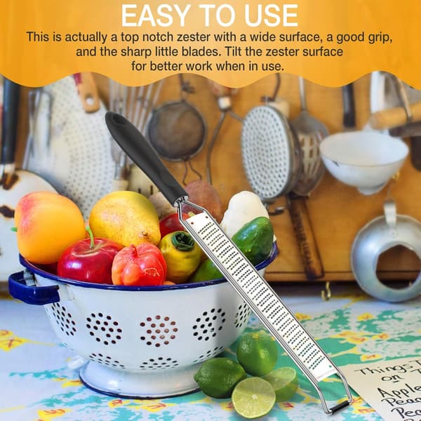 Lemon Zester and Cheese Grater - Premium Stainless Steel - A Sharp Kitchen Tool for Ginger, Garlic, Nutmeg, etc. Dishwasher Safe