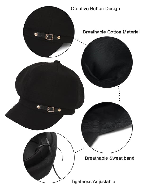 Beret for kvinner, newsboy-caps, klassisk høst/vinterhatt