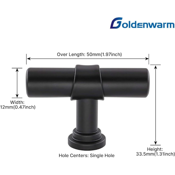 goldenwarm 10 kappaletta mustia laatikon nuppia mustat nupit - LST18BK Yhden reiän mustat kaapin kahvat mustat oven nupit Modernit mattamustat kaapin nupit Black1