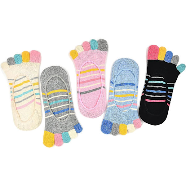 Naisten matalat varrettomat varpaiden erottavat puuvillaiset sukat, 4/5 paria Multicoloured 1 5 Pairs 45392