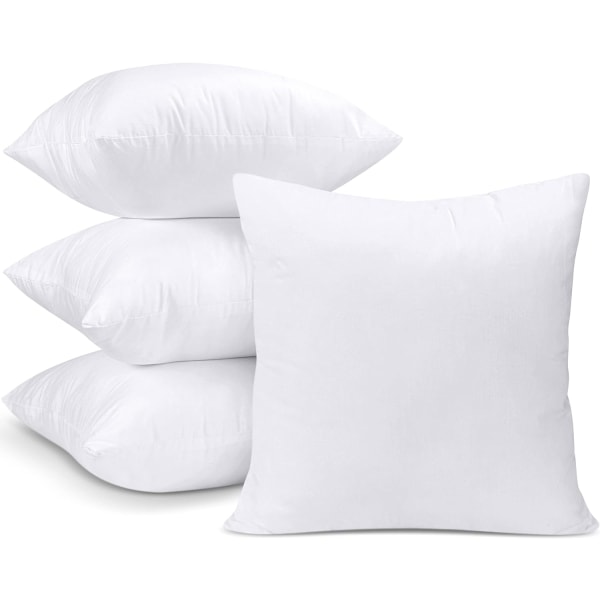 Putefyll (4-pak), 45 x 45 cm (18\" x 18\") Pynteputer, Hulfiberputer for Sofa og Sofa (Hvit) White 45x45 cm (Pack of 4)