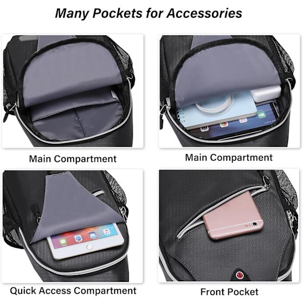 Sling-reppu, monikäyttöinen crossbody-olkalaukku, matkustus- ja vaelluspäiväreppu Space Gray
