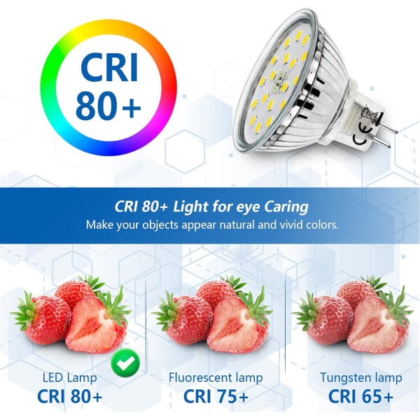 6X MR16 LED-lampor Cool White, 5W GU5.3 LED-lampor Byt ut 45W halogen, 120° strålvinkel AC/DC 12V Spotlight-lampor, 2-stifts energisparande glödlampa Cool White 6 Count (Pack of 1)