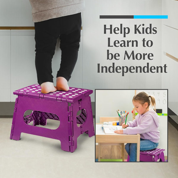 Sammenleggbar trinnkrakk - Den lette trinnkrakken er robust nok til å støtte voksne og trygg nok for barn. Åpnes enkelt med ett kast. Flott for Purple 9Inch  2PACK