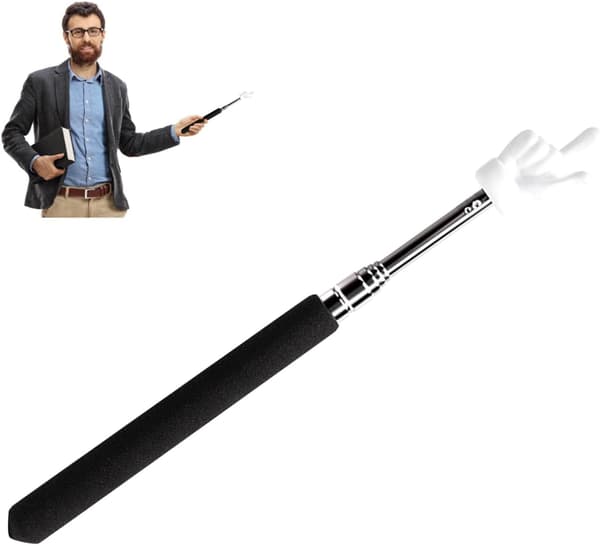 Telescopic Teacher Pointer Extendable Pointer Finger Pointer Mini Classroom Pointer for Teachers (Black)