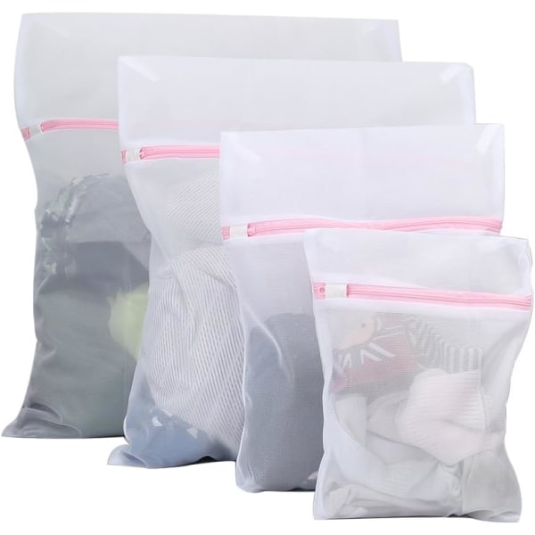 Mesh-vaskeposer, sett med 4 slitesterke vaskeposer for tøy, vaskeposer med glidelås for klær, delikatesser 4 fine mesh