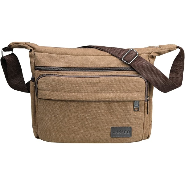 Vandtæt Messenger Skuldertaske 13 Tommer, Multi Lommer Lærred Crossbody Taske til Mænd, Casual Letvægts Taske til Udendørs Fiskeri Camping Coffee