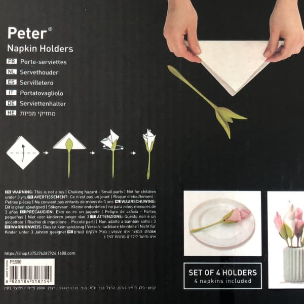 4 stk. Servietholder Blomst Blomster Serviet Samler
