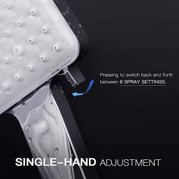 ead og slange, Newentor brusehoved med højtryk og slange sæt 1,5 m, universel universel vandbesparende stort brusehoved med flowbegrænsere Water Saving Shower Head and Hose Silver Shower Head