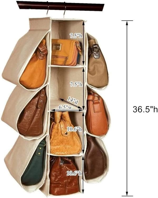 Opbevaringspose til håndtasker, hængende garderobepose i non-woven organizer