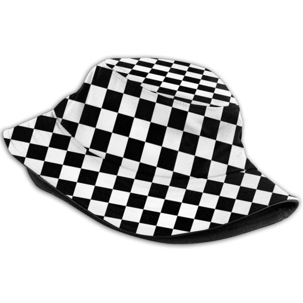 EN Hinkar Mode Solhatt Packbar Utomhus Fiskarehatt för Kvinnor och Män Black White Race Checkered Flag 5 One Size