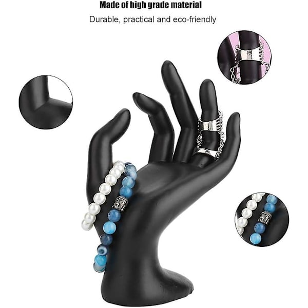 Smyckesdisplayhållare, svart skyltdocka hand ok gest ringar display stativ harts sammet örhängen armband konstverk hand display rack supporter Jewelr