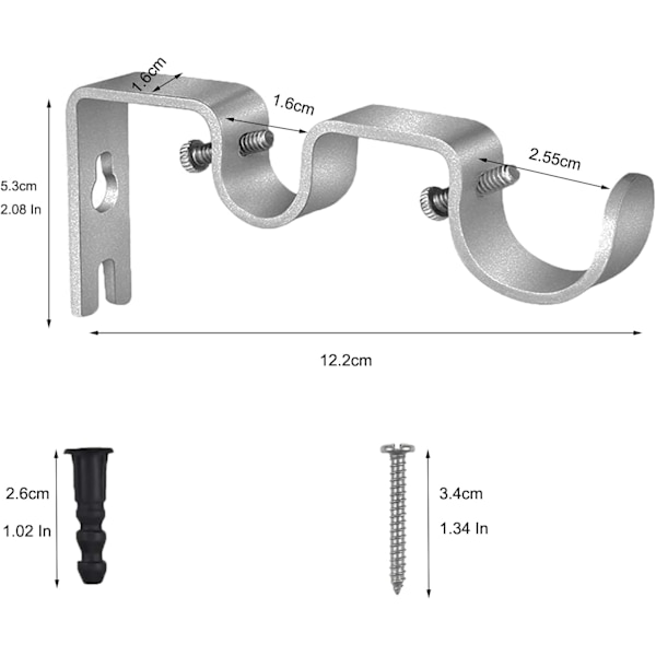 3-pack Curtain Rod Brackets, Adjustable Rod, with Screws (Black)