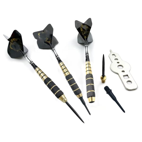 6-pack Professional Steel Tip Darts - 3x 22g + 3x 24g Brass Barrels
