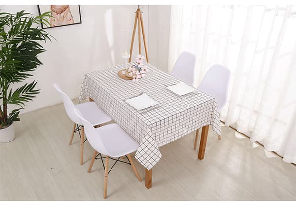 Rutete bomullsduk, rutete hytte gingham Easy Care-duk, 137 x 183 cm rektangulær, svart og hvit
