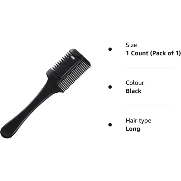 Razor Comb Hårtynder Kam Hårstyling Razor Comb Hårklipper Razor Comb Klippesaks Dobbeltsidet Hårstyling Razor Comb Værktøj til Hår C Black 1 Count (Pack of 1)