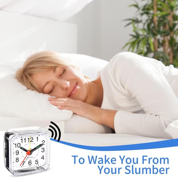 Small Silent Alarm Clock - Mini Square Bedside Clock Battery Operated (Batteries Not Included)