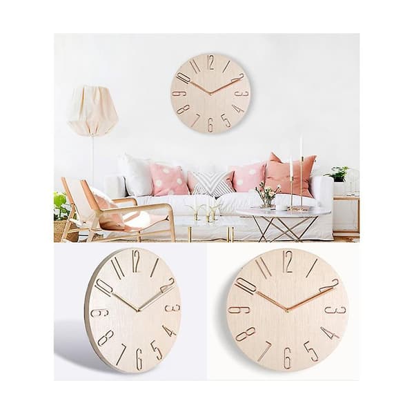 Enkel Seinäkello 30 cm Olohuone Koti Seinäkello Kello Muoti Makuuhuone Seinäkello - Beige