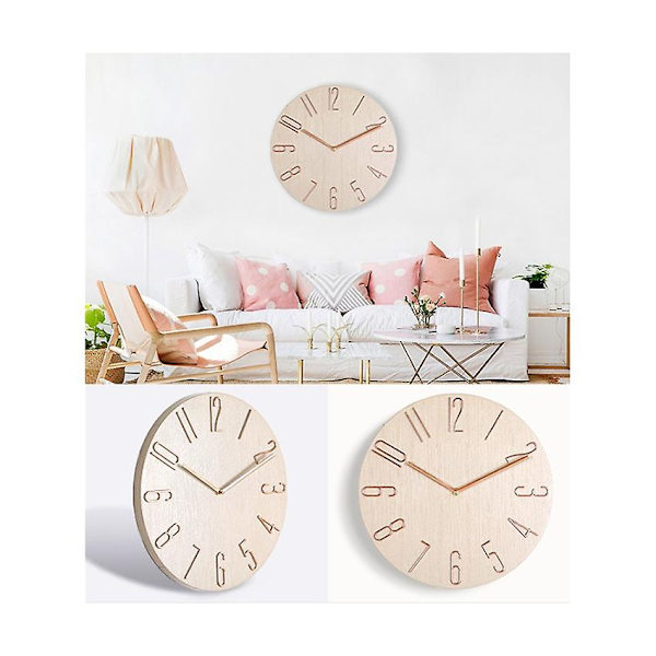 Enkel Väggklocka 30 cm Vardagsrum Hem Väggklocka Mode Sovrum Väggklocka - Beige