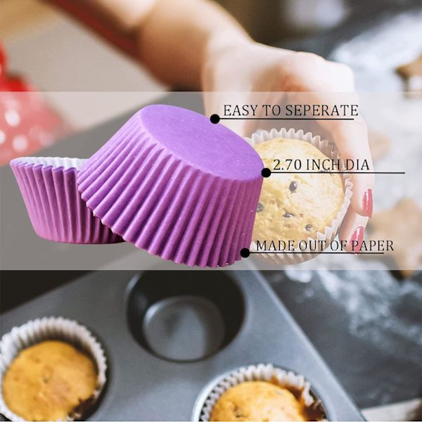 ple Små Papir Cupcake Cases Bagekopper, Fedtsikre Cupcake Cases til Bagning, Mini Muffin Wrappers Cases Muffin Cups Cupcake Liner Bulk, Papir Bakin Purple