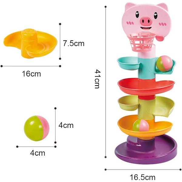 Baby Leksak 9-18 Månader, Bollkast och Rullramp Leksak för 1 Årig Pojke Flicka, Sinnesleksak för Bebisar 12 Månader, Baby Bolltorn Rulla Bollspel, 1:a B