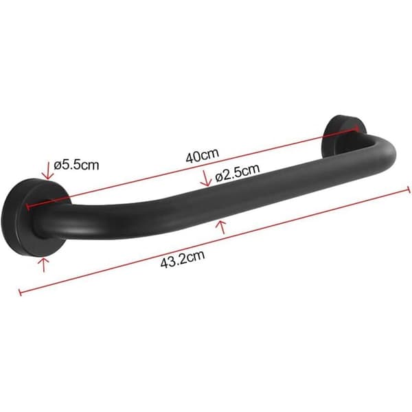 Toilet Grebsstang Rustfrit Stål Badekar Greb Vægmonteret Håndklædeholder Badeværelse Badekar Greb, Sort (40CM)