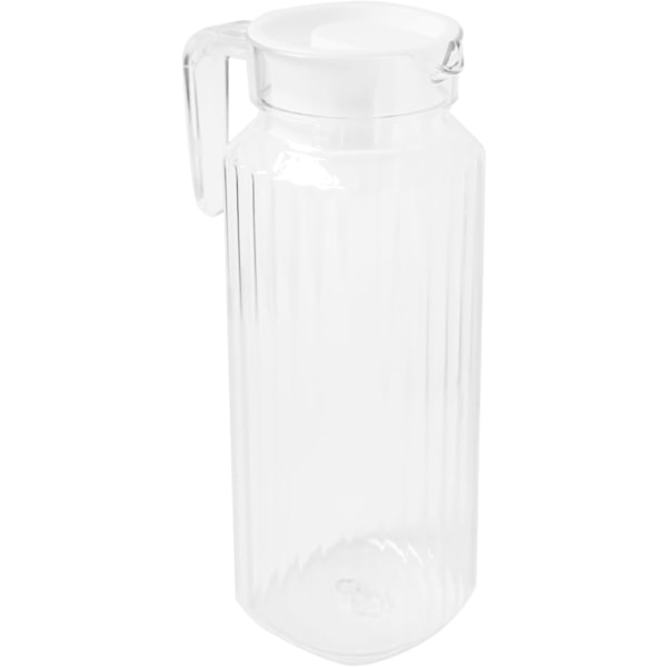 Kvadratisk plastkanne kjøleskapskrukke med lokk - 1,1 liter karaffel Transparent