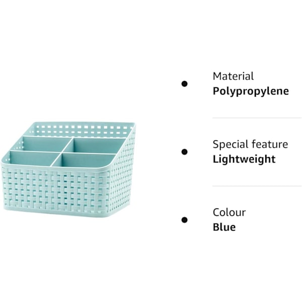 Oppbevaringskurv, Kosmetikkboks Organizer, Plast Oppbevaringsboks Skrivebord 5 Rutenett Under-rutenett Oppbevaringsboks Multifunksjonell Oppbevaring for Skrivebord Kontor Soverom C Blue 5 Grid