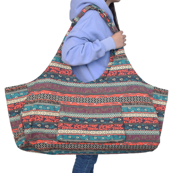 Stor kapasitet Bohemian Ethnic Style Yoga Bag med lommer