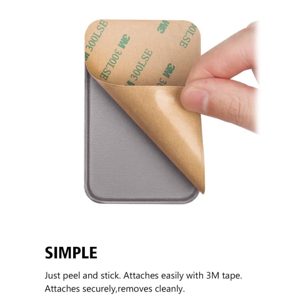 Mobillomme Selvklebende kortholder Stick On Wallet Sleeve med 3M selvklebende RFID-kort ID Kredittkort Minibankkortholder 2 pakke (grå)