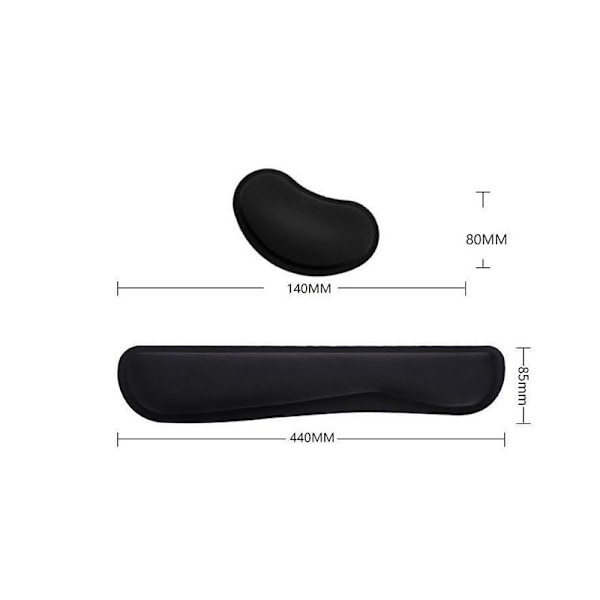 Tastatur håndledsstøtte med musearmsstøtte (Sort), Komfortabel Memory Foam Pude Gel Pad til skrivning og lindring af albuesmerter