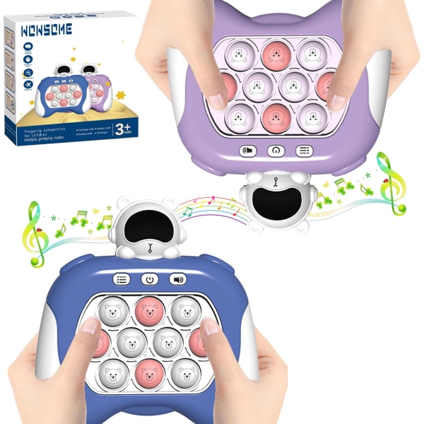 2 STK Fast Push-spill, Light Up It-lommespill for barn i alderen 3-12, håndholdt sensorisk spillleke med 4 moduser fest, julegave til barn (blå og lilla)