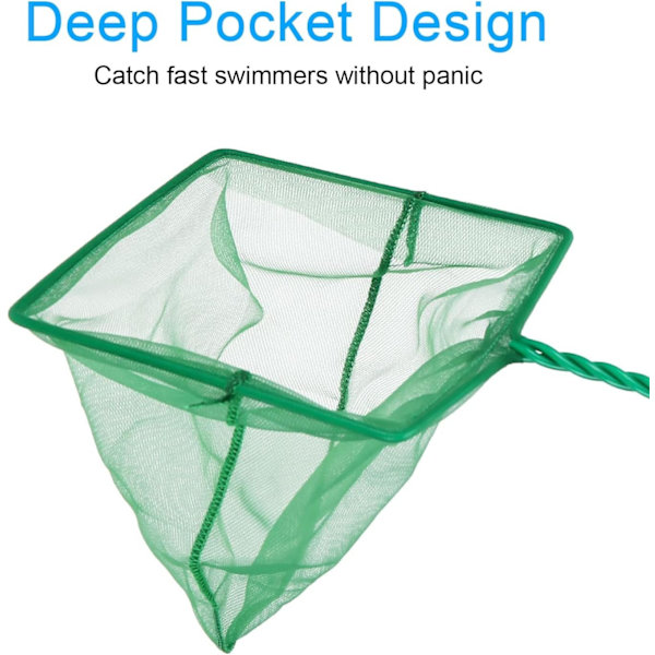 Aquarium Net, 25 cm Handle, Quick Catch Net for Small Fish or Debris (Green)
